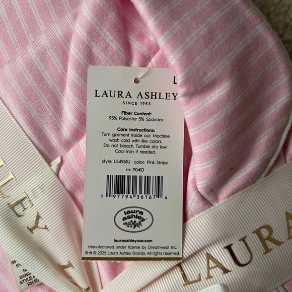 Laura Ashley Pink and White Striped Pajama Set - Picture 4 of 5